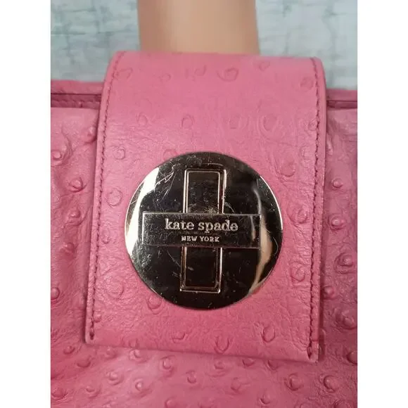 Kate Spade Pink Ostrich-embossed Leather Anisha Bexley Shoulder Bag - Picture 2 of 16